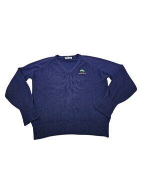 Vintage Pebble Beach Golf V-Neck Sweater Men's Medium Navy Blue Embroidered Logo